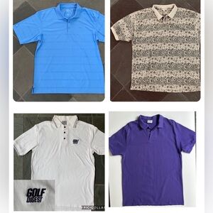 4 short sleeve golf polo shirts Size Large